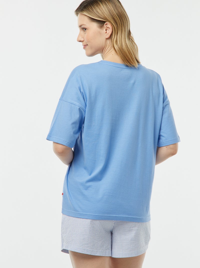 Pyjama tee-shirt + short 'Dodo' Bleu/blanc - Kiabi