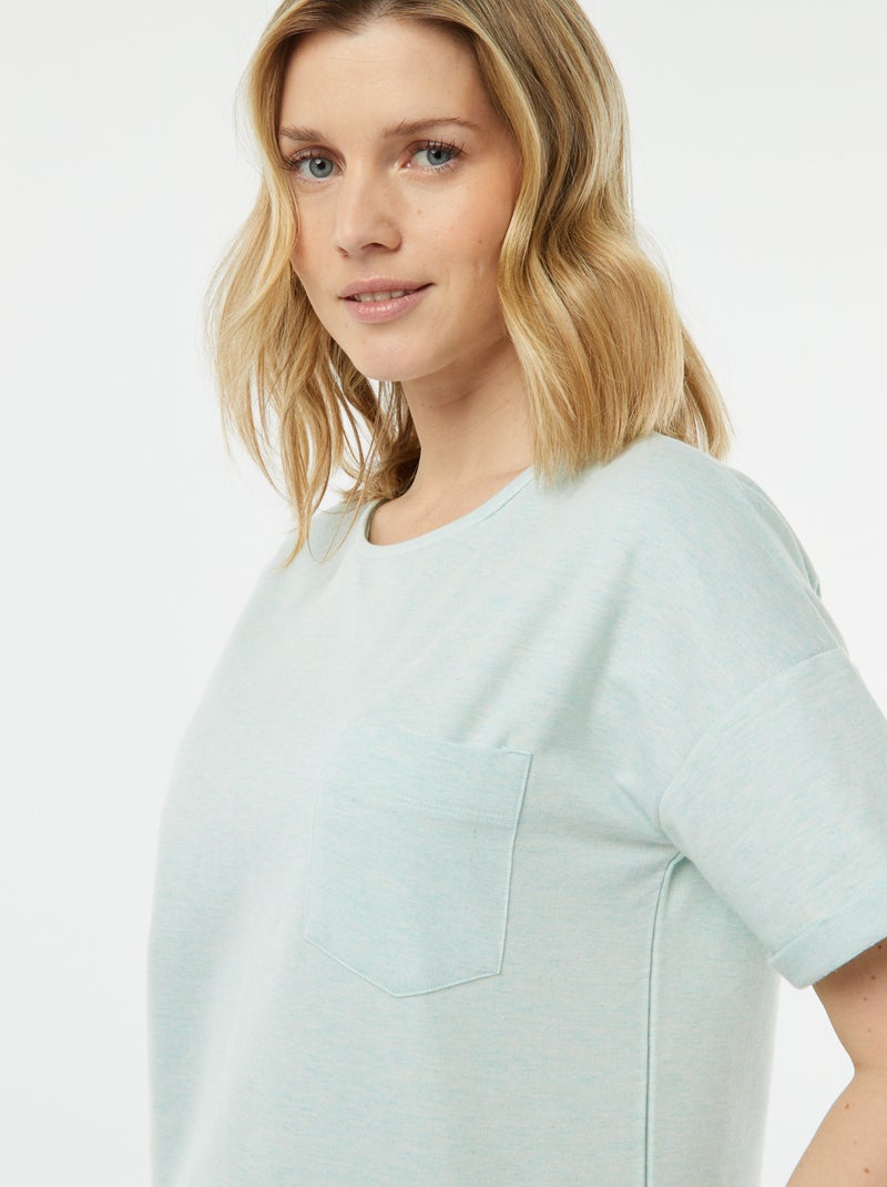Pyjama tee-shirt + short en maille moulinée Bleu - Kiabi