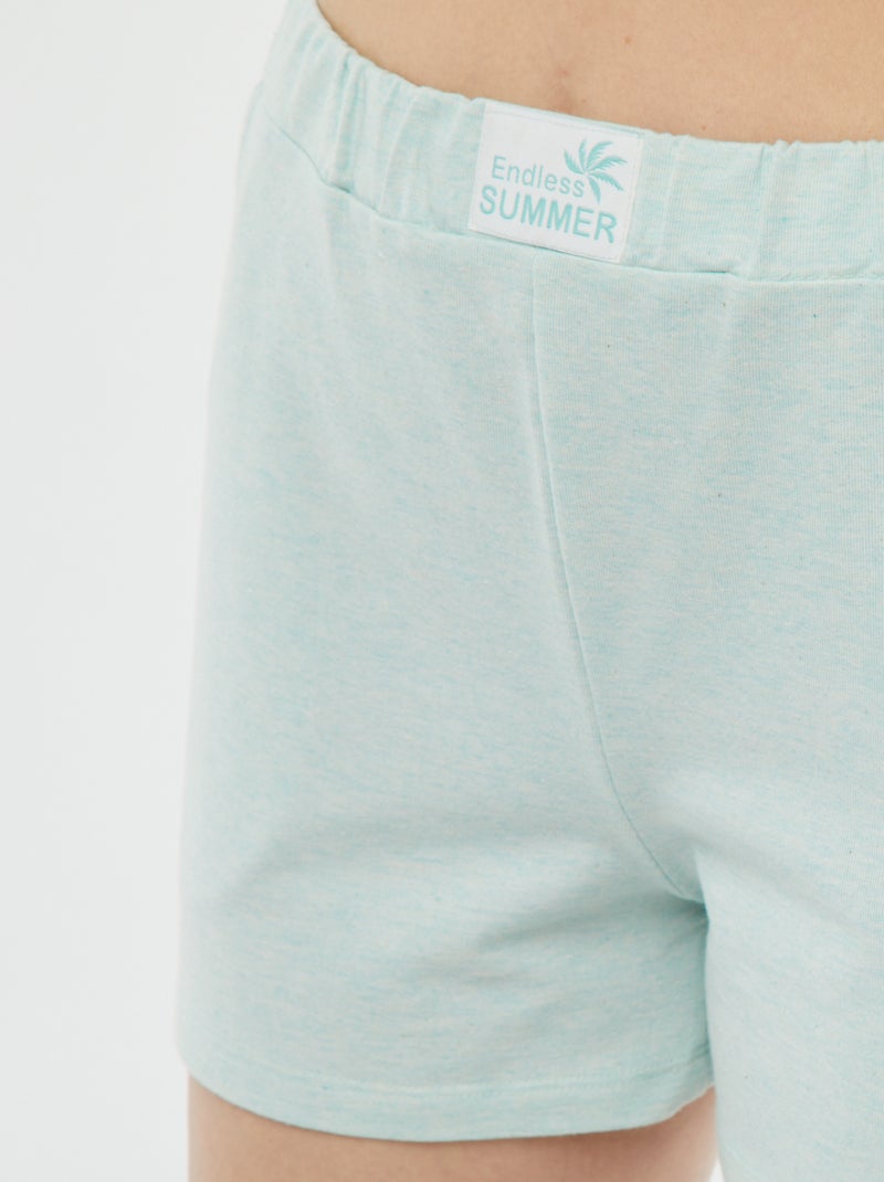Pyjama tee-shirt + short en maille moulinée Bleu - Kiabi