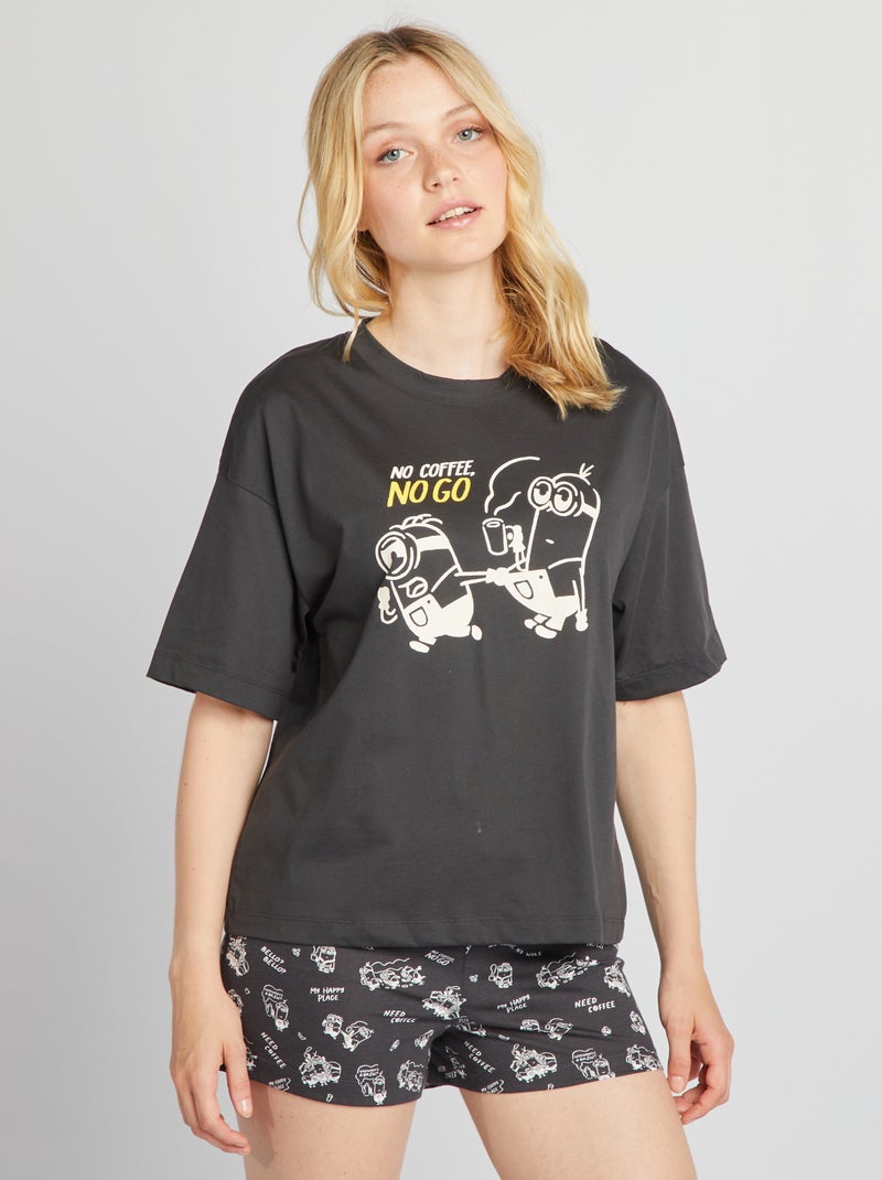 Pyjama tee-shirt + short 'Minions' Noir - Kiabi