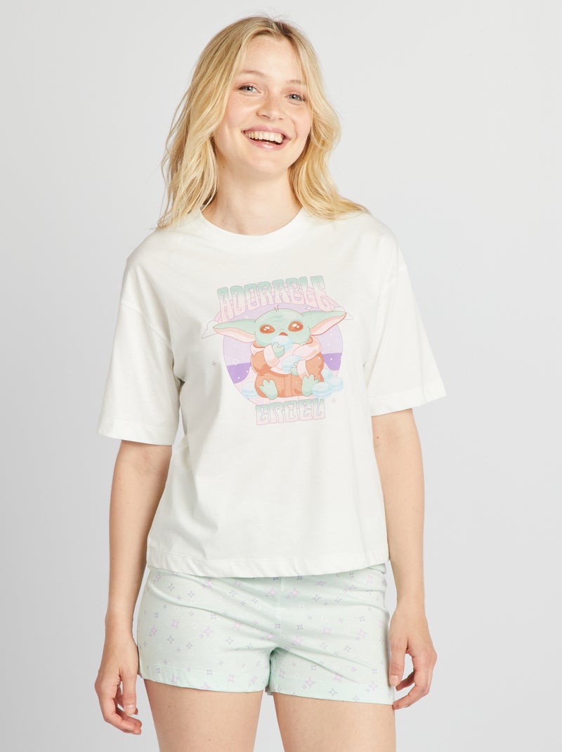 Pyjama tee-shirt + short ‘Star Wars’ Blanc/vert - Kiabi