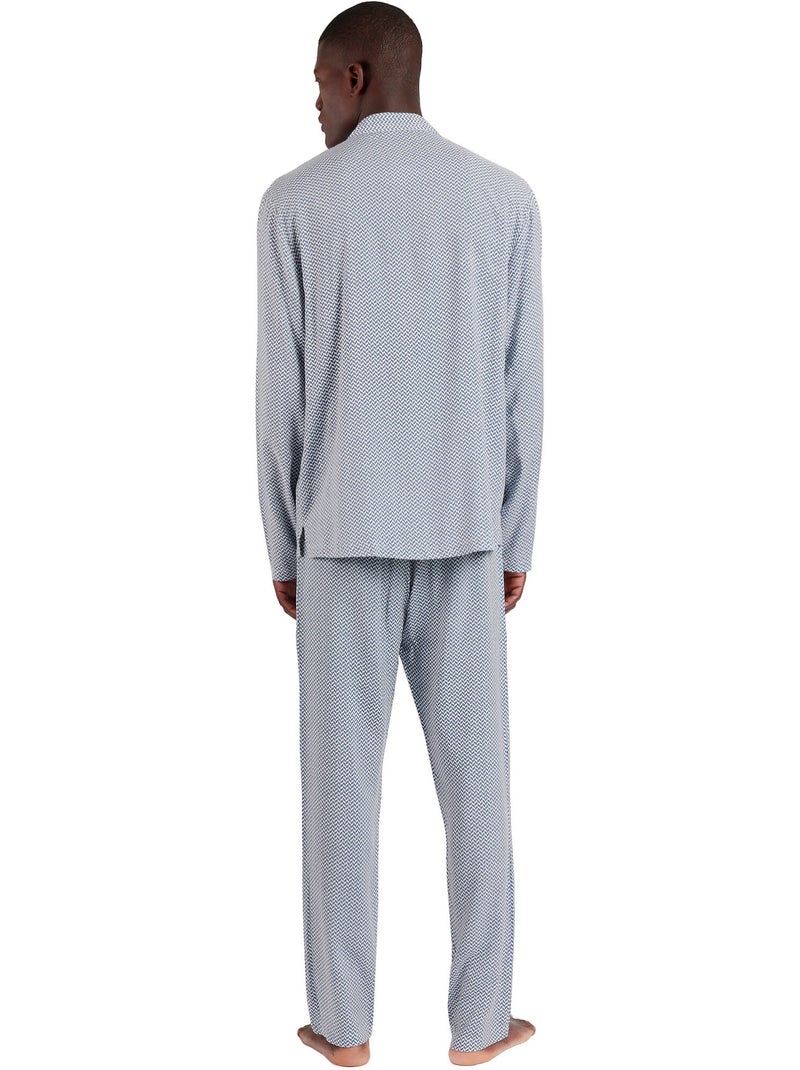 Pyjama tenue pantalon chemise manches longues Classic Spiga Bleu - Kiabi