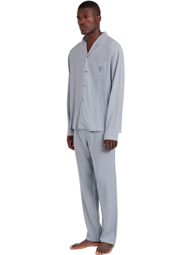 Pyjama tenue pantalon chemise manches longues Classic Spiga Bleu - Kiabi