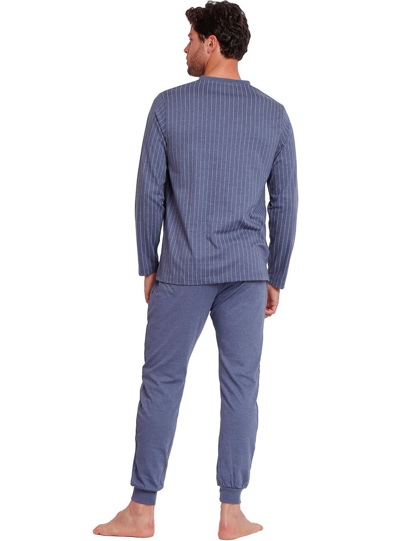 Pyjama tenue pantalon polo manches longues Blue Premium Bleu - Kiabi