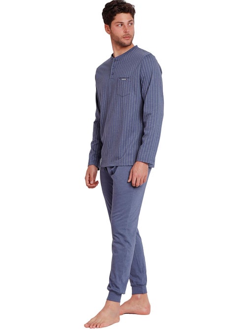 Pyjama tenue pantalon polo manches longues Blue Premium - Kiabi