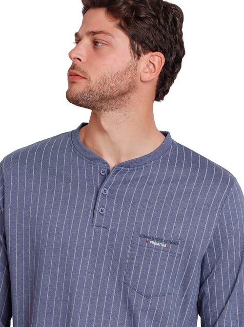 Pyjama tenue pantalon polo manches longues Blue Premium - Kiabi