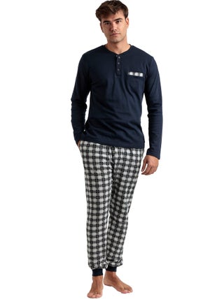 Pyjama tenue pantalon polo manches longues Classic Checks