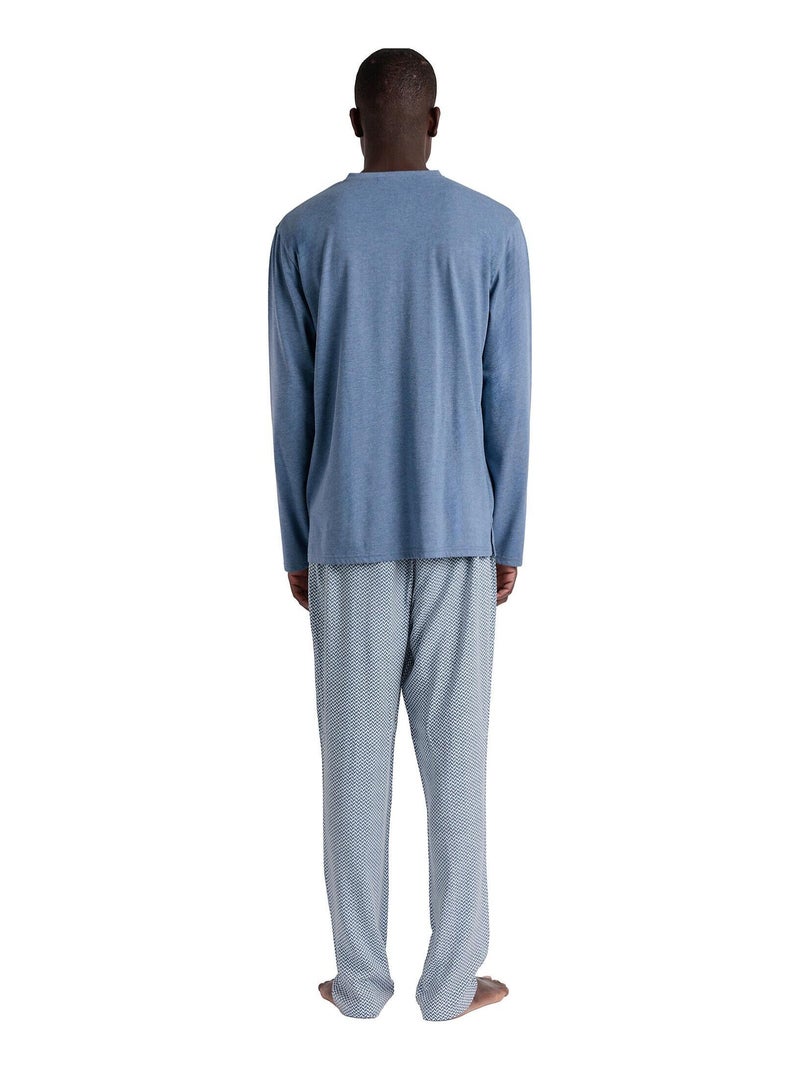 Pyjama tenue pantalon polo manches longues Classic Spiga Bleu - Kiabi