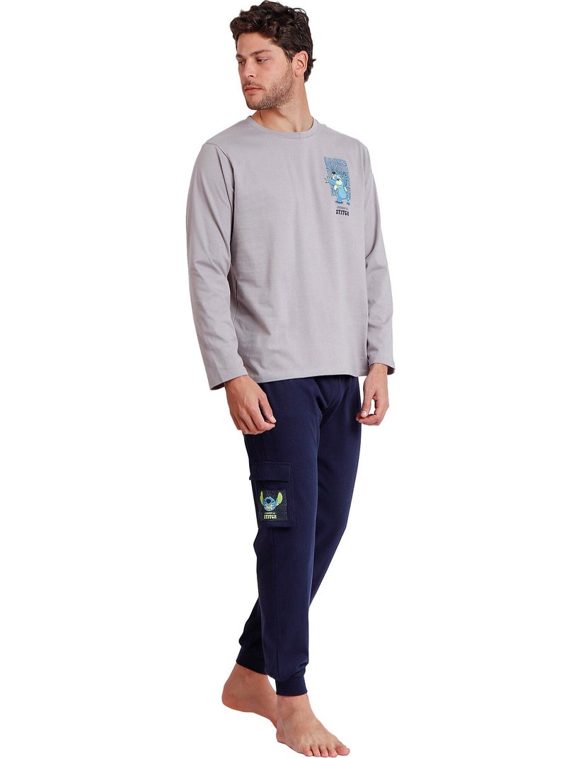Pyjama tenue pantalon top manches longues 626 Stitch Disney Gris - Kiabi