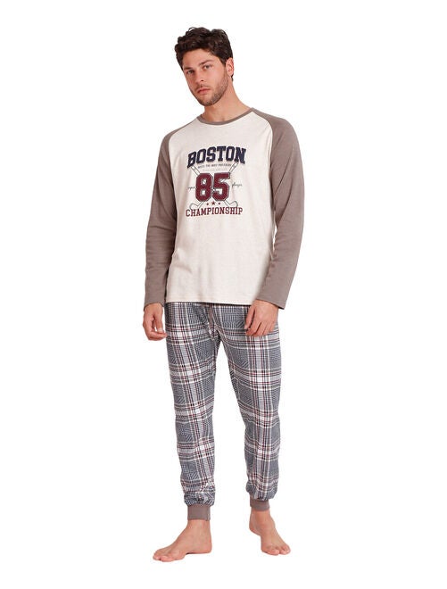 Pyjama tenue pantalon top manches longues Boston - Kiabi