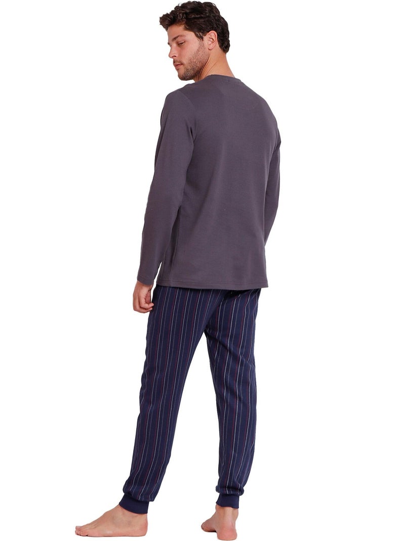 Pyjama tenue pantalon top manches longues Gentlemen SClub Gris - Kiabi