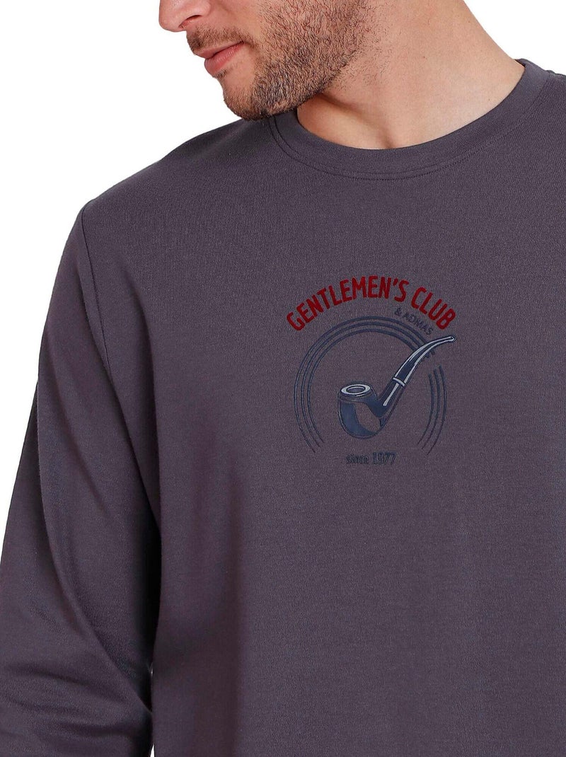 Pyjama tenue pantalon top manches longues Gentlemen SClub Gris - Kiabi