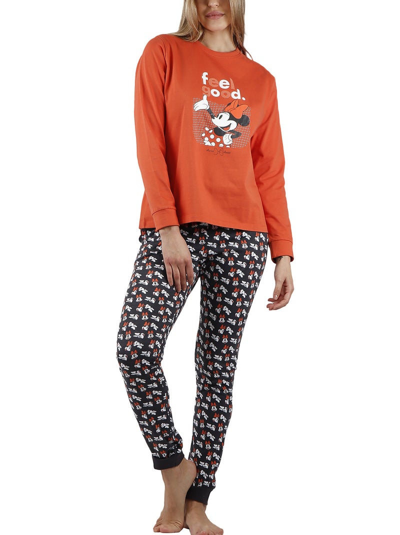 Pyjama tenue pantalon top manches longues Minnie Legend Disney Orange - Kiabi