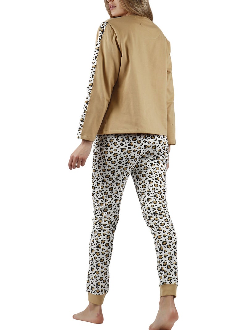 Pyjama tenue pantalon top manches longues Minnie Leopardo Disney Marron - Kiabi