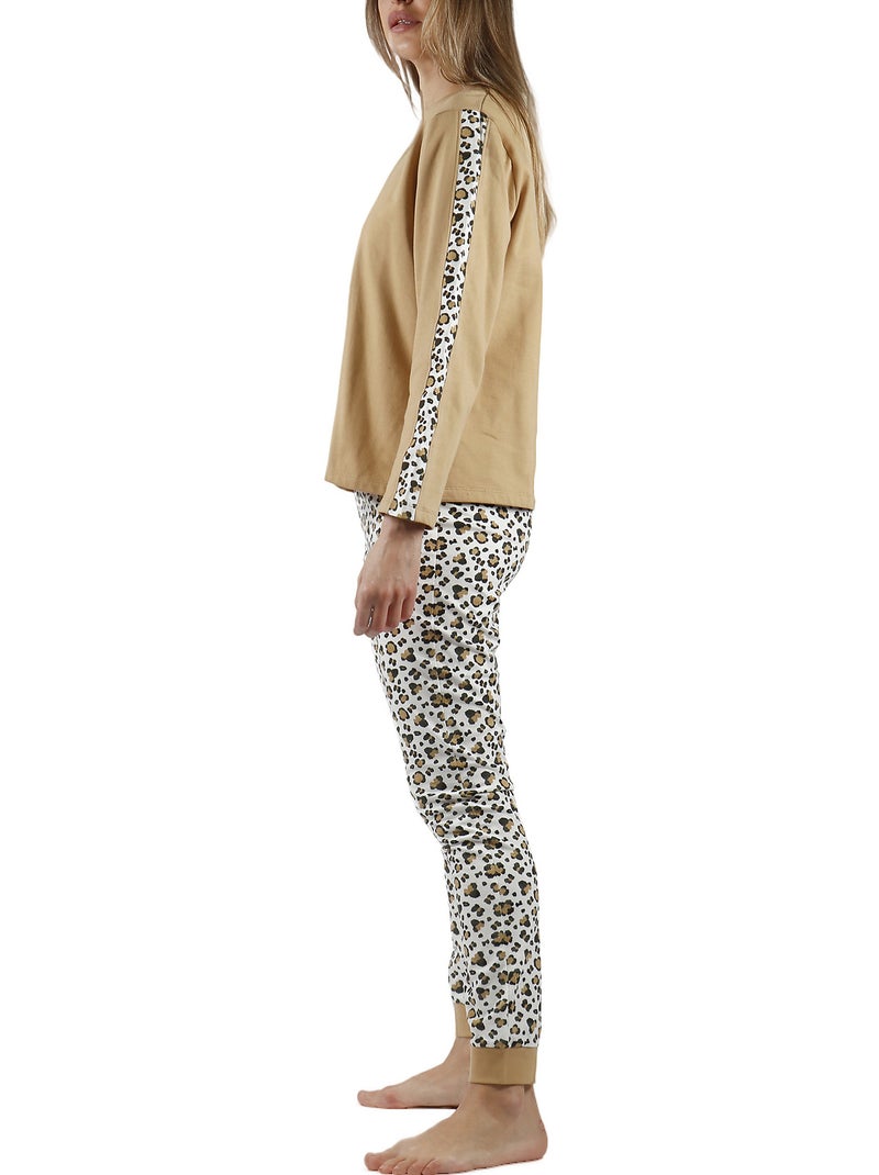 Pyjama tenue pantalon top manches longues Minnie Leopardo Disney Marron - Kiabi
