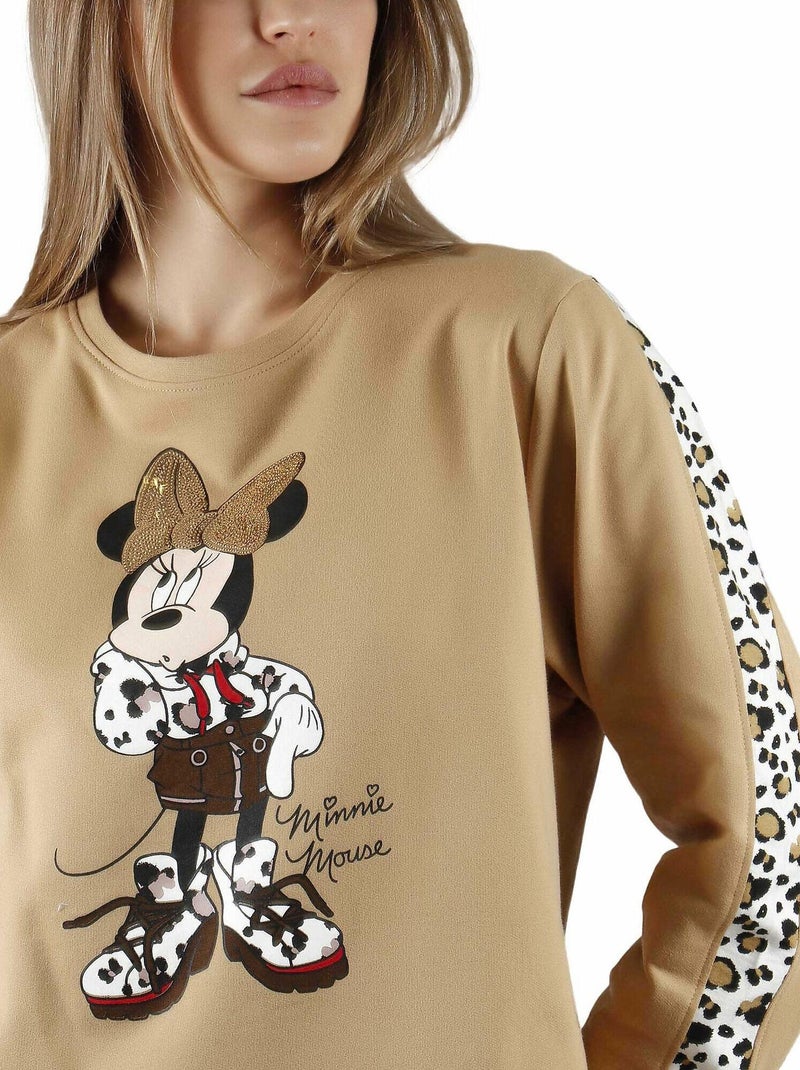 Pyjama tenue pantalon top manches longues Minnie Leopardo Disney Marron - Kiabi