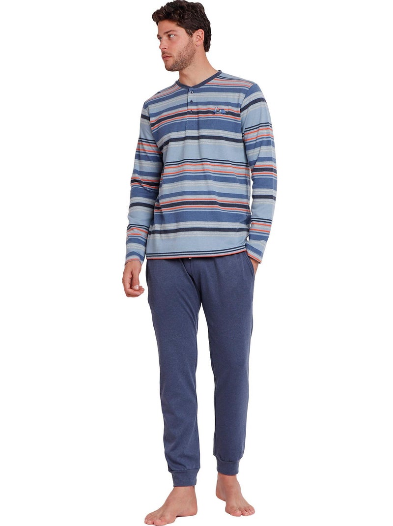 Pyjama tenue pantalon top manches longues Rayas Vespa Style Bleu - Kiabi
