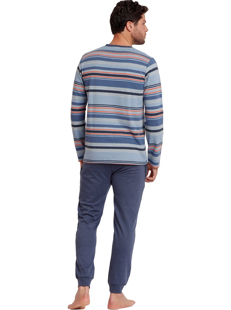 Pyjama tenue pantalon top manches longues Rayas Vespa Style Bleu - Kiabi
