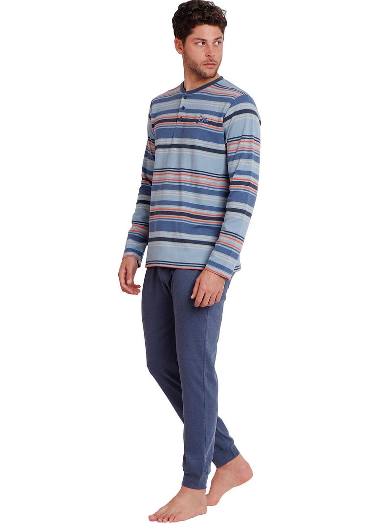 Pyjama tenue pantalon top manches longues Rayas Vespa Style Bleu - Kiabi