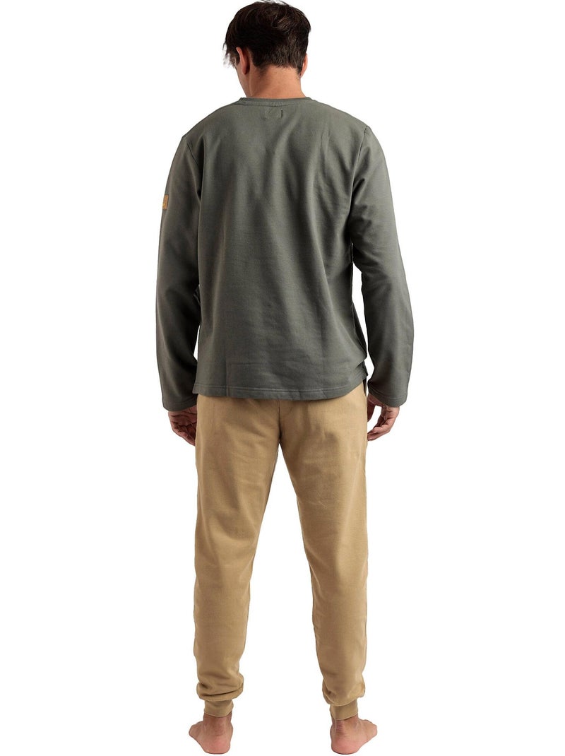 Pyjama tenue pantalon top manches longues Respect The Sea Kaki - Kiabi