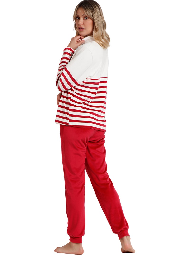 Pyjama tenue pantalon top manches longues Velvet King Mickey Disney Bordeaux - Kiabi