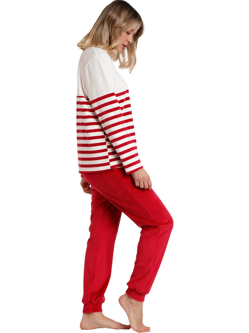 Pyjama tenue pantalon top manches longues Velvet King Mickey Disney Bordeaux - Kiabi