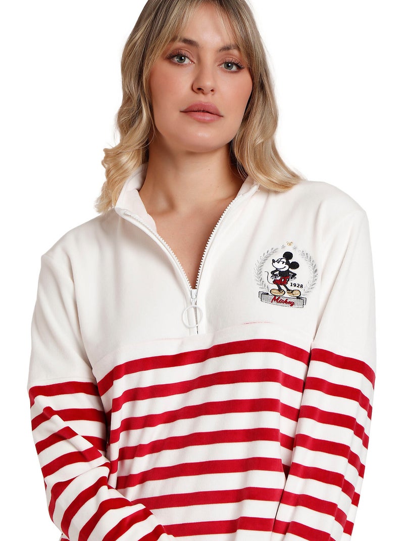 Pyjama tenue pantalon top manches longues Velvet King Mickey Disney Bordeaux - Kiabi
