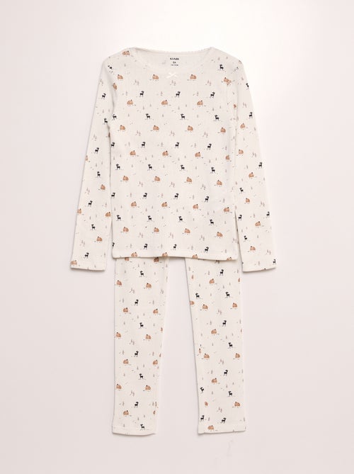 Pyjama thermique en pointelle avec motif - 2 pièces - Kiabi