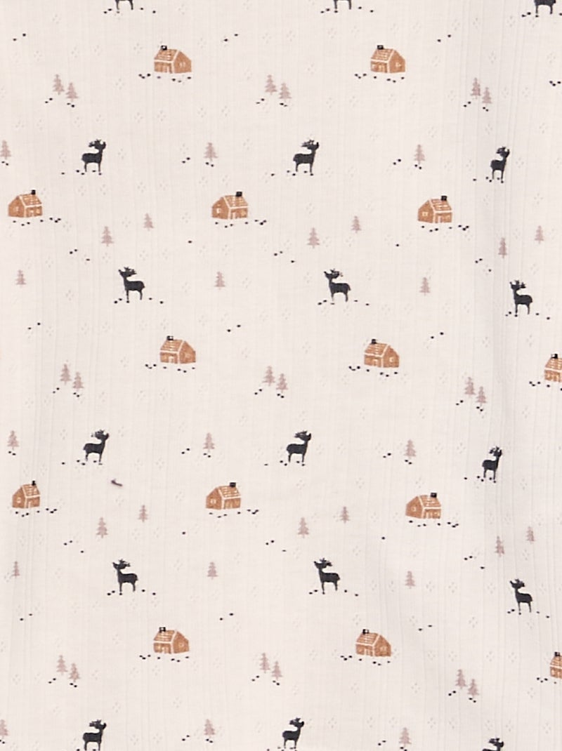 Pyjama thermique en pointelle avec motif - 2 pièces Blanc - Kiabi