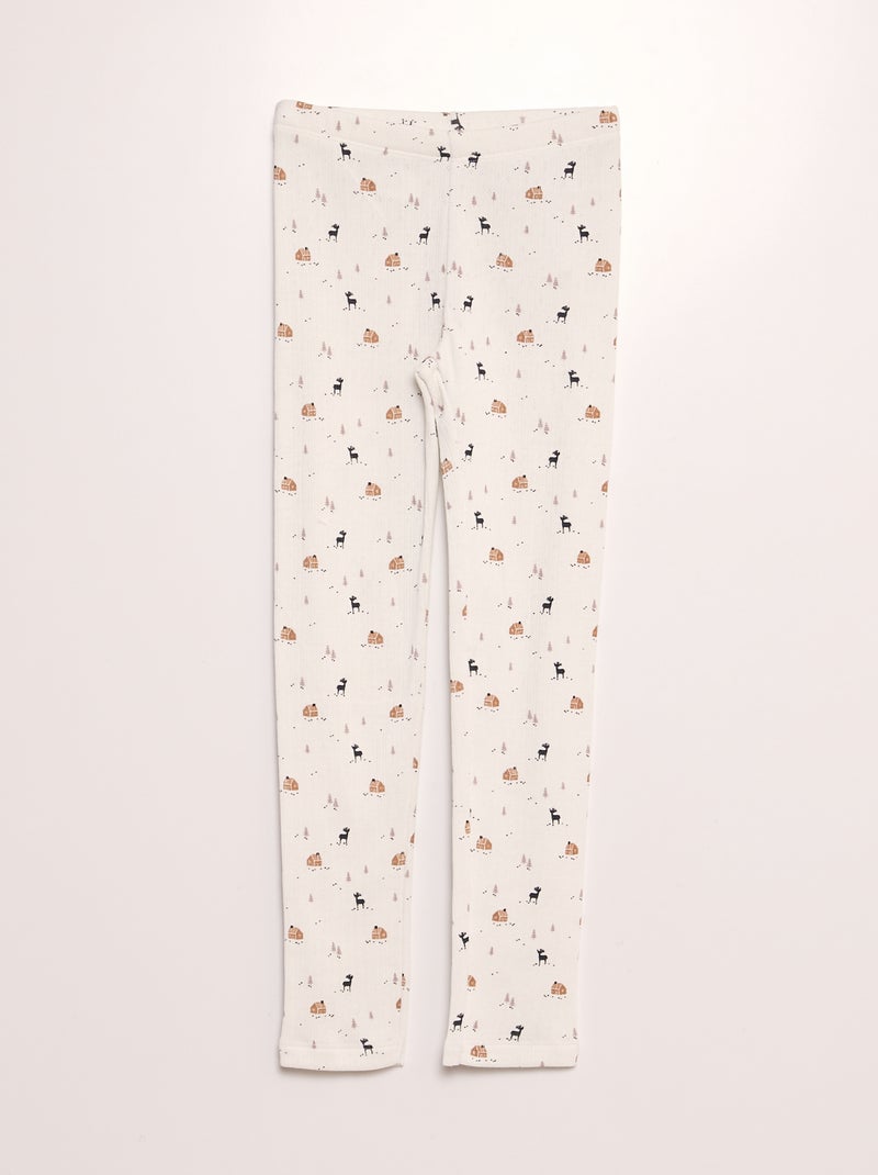 Pyjama thermique en pointelle avec motif - 2 pièces Blanc - Kiabi