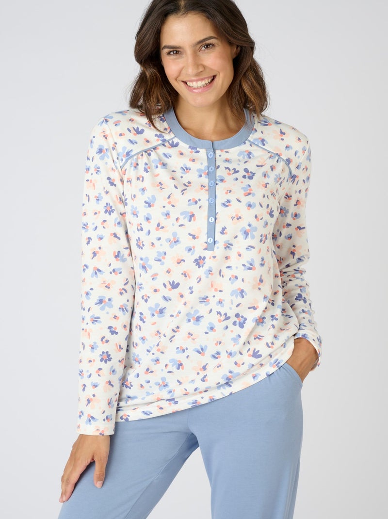 Pyjama Thermolactyl chauffe-épaules - Damart Bleu - Kiabi