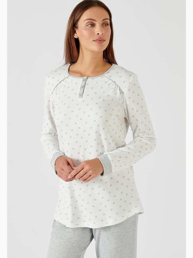 Pyjama Thermolactyl col boutonné - Damart Blanc - Kiabi