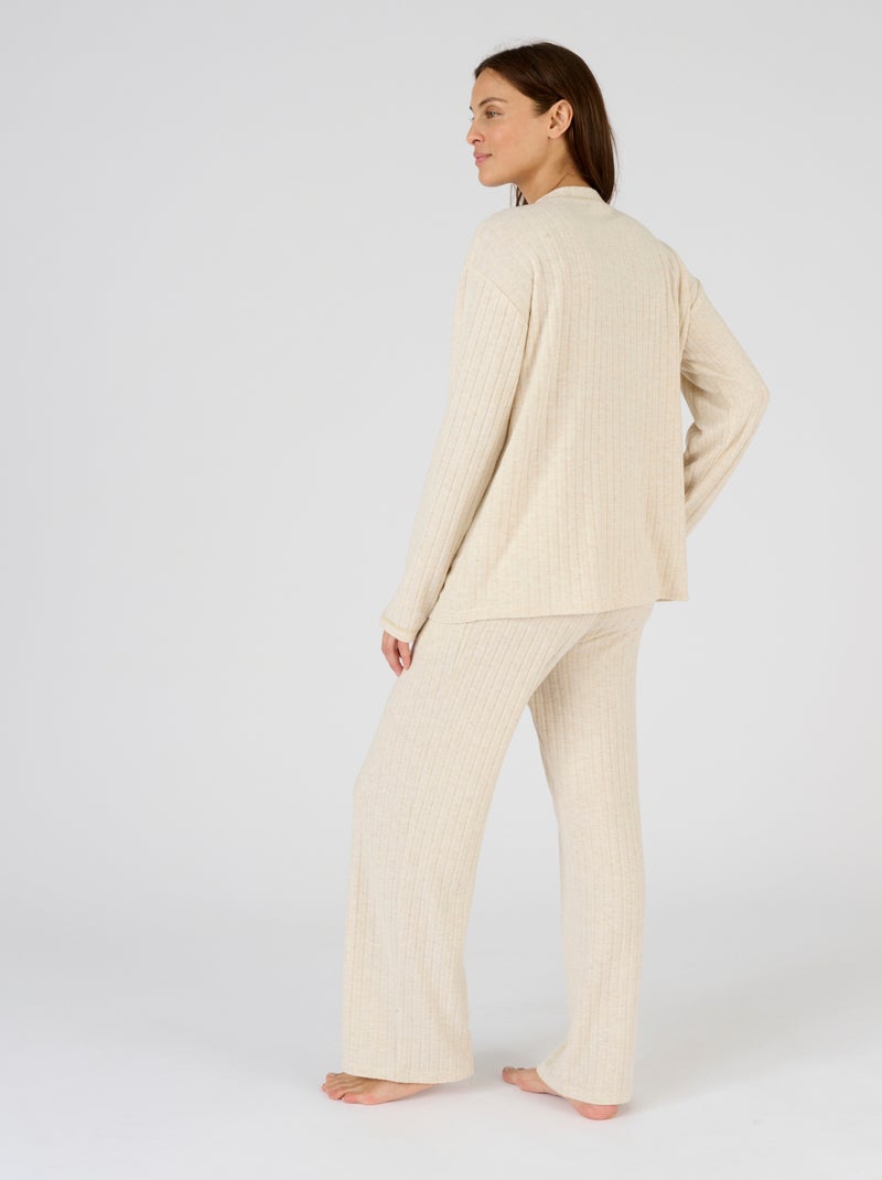 Pyjama Thermolactyl en maille côtelée - Damart Blanc cassé - Kiabi
