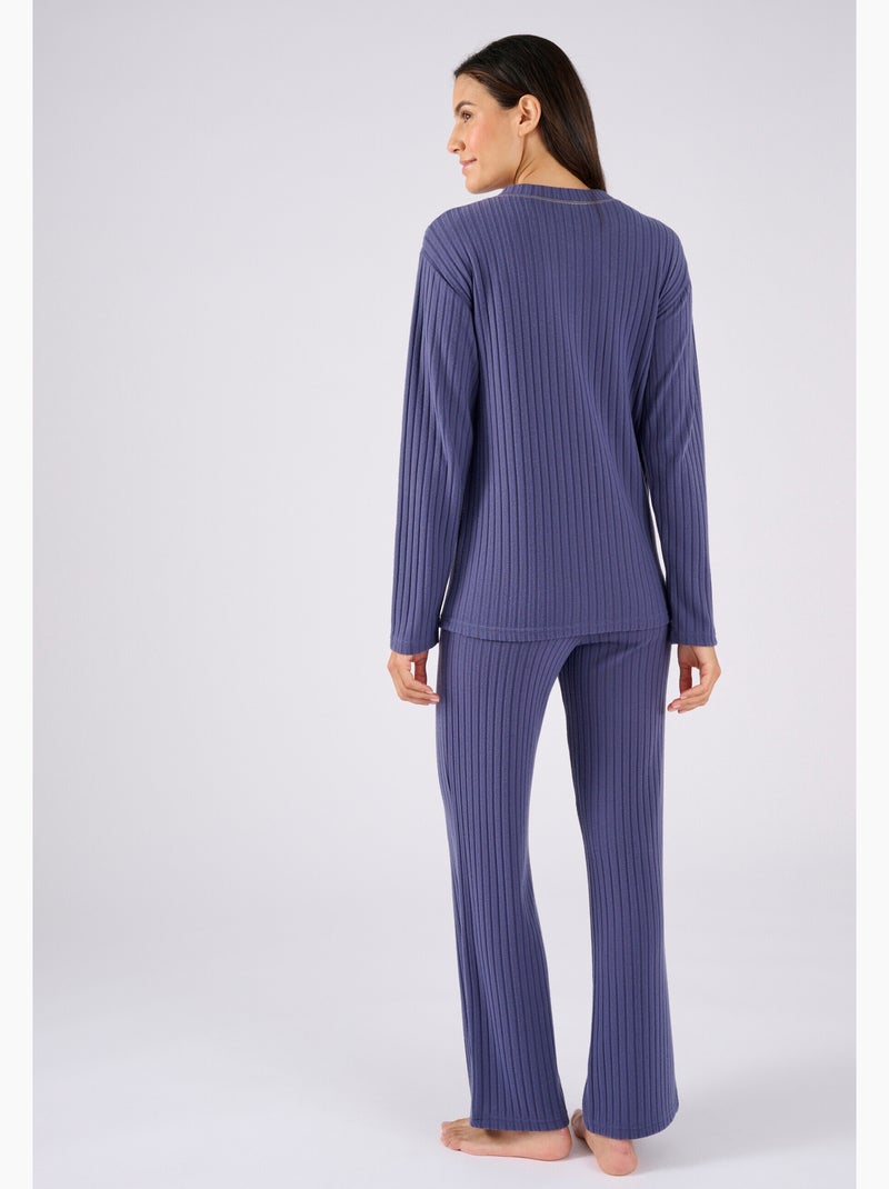 Pyjama Thermolactyl en maille côtelée - Damart Bleu - Kiabi