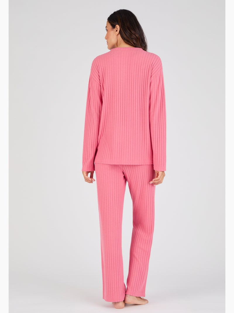Pyjama Thermolactyl en maille côtelée - Damart Rose - Kiabi