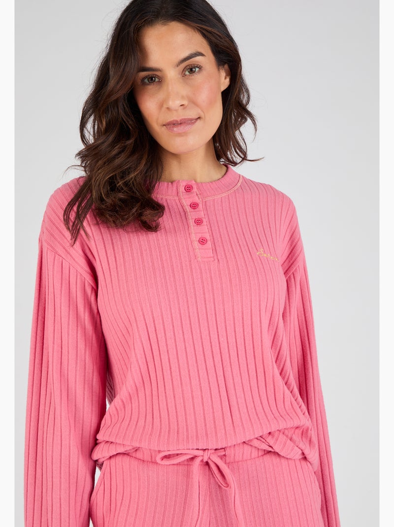 Pyjama Thermolactyl en maille côtelée - Damart Rose - Kiabi