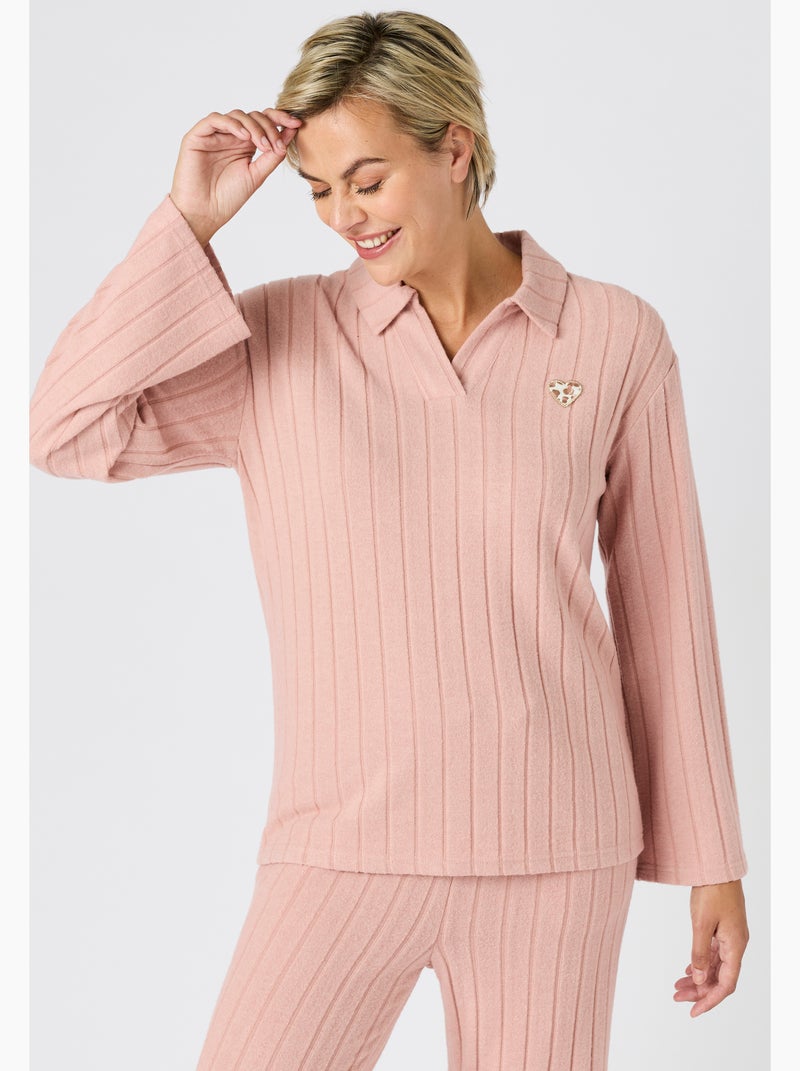 Pyjama Thermolactyl en maille côtelée - Damart Rose - Kiabi