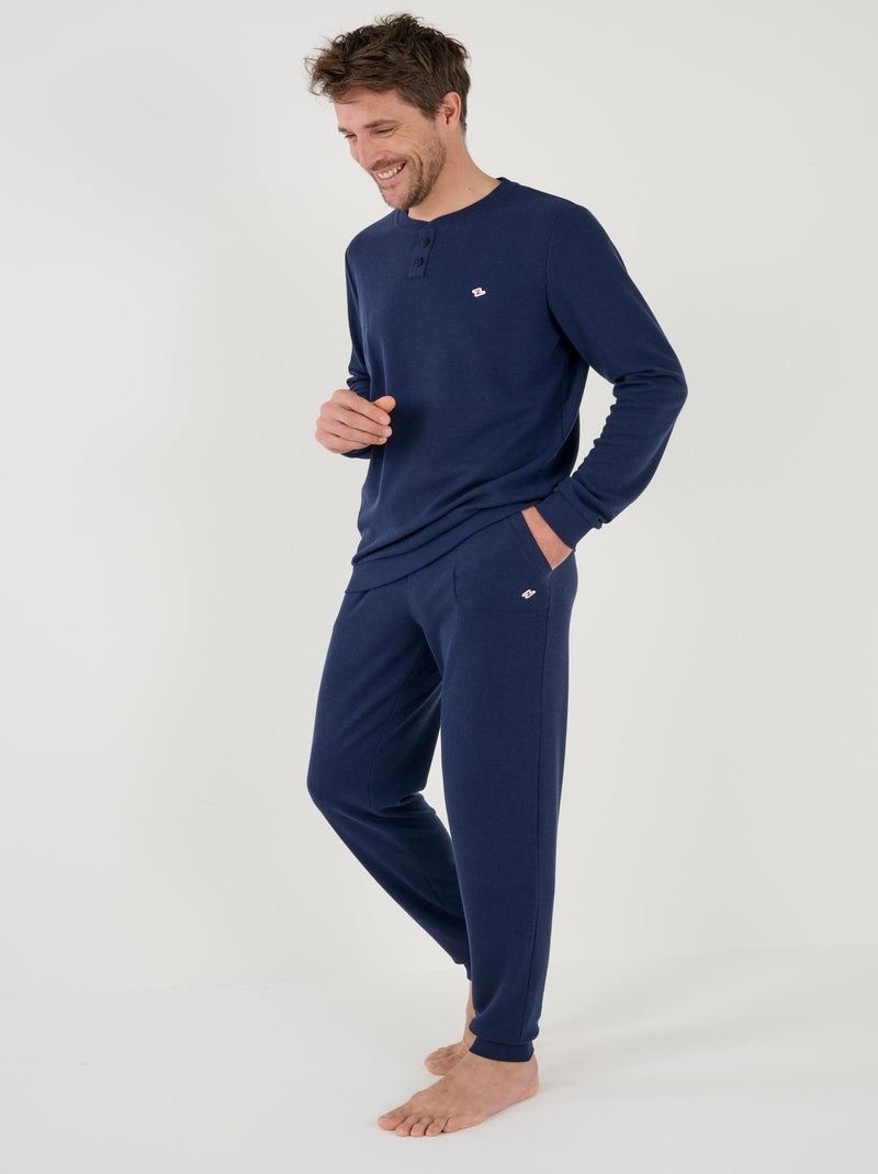 Pyjama Thermolactyl en maille gaufrée - Damart Bleu marine - Kiabi