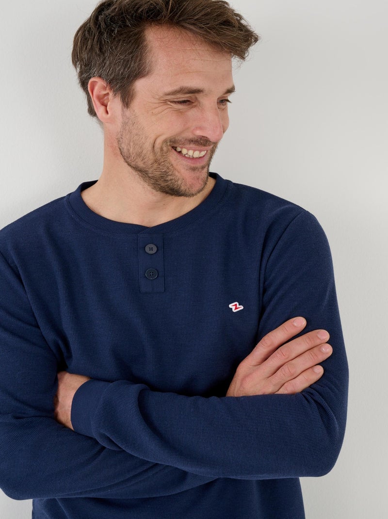 Pyjama Thermolactyl en maille gaufrée - Damart Bleu marine - Kiabi