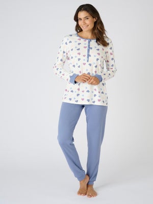Pyjama Homme Thermolactyl Damart - Maille Jersey Bleu Rayé, Taille M, Chaud Et Confortable Pour L'Hiver