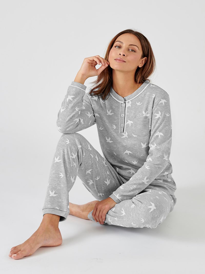 Pyjama Thermolactyl en maille interlock - Damart Gris - Kiabi