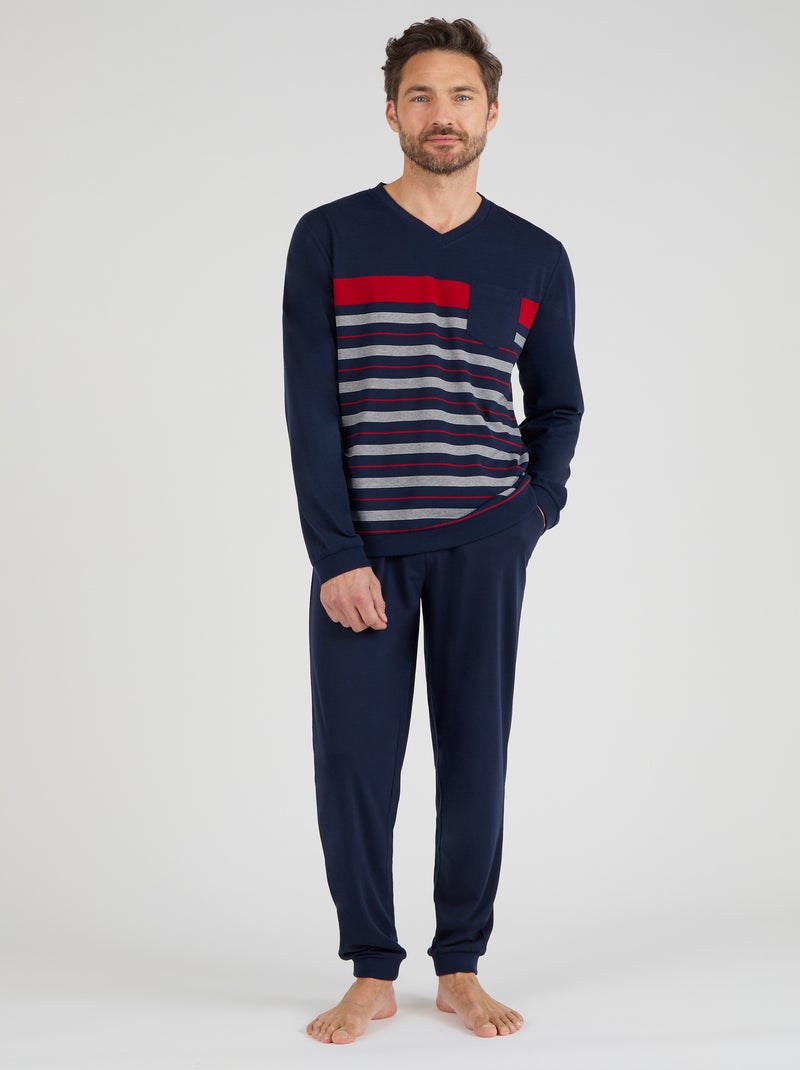 Pyjama Thermolactyl en maille jersey - Damart Bleu marine - Kiabi