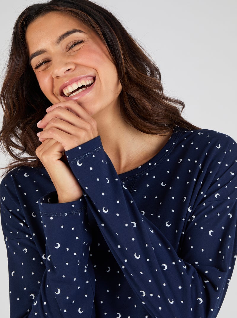 Pyjama Thermolactyl en maille jersey - Damart Bleu marine - Kiabi