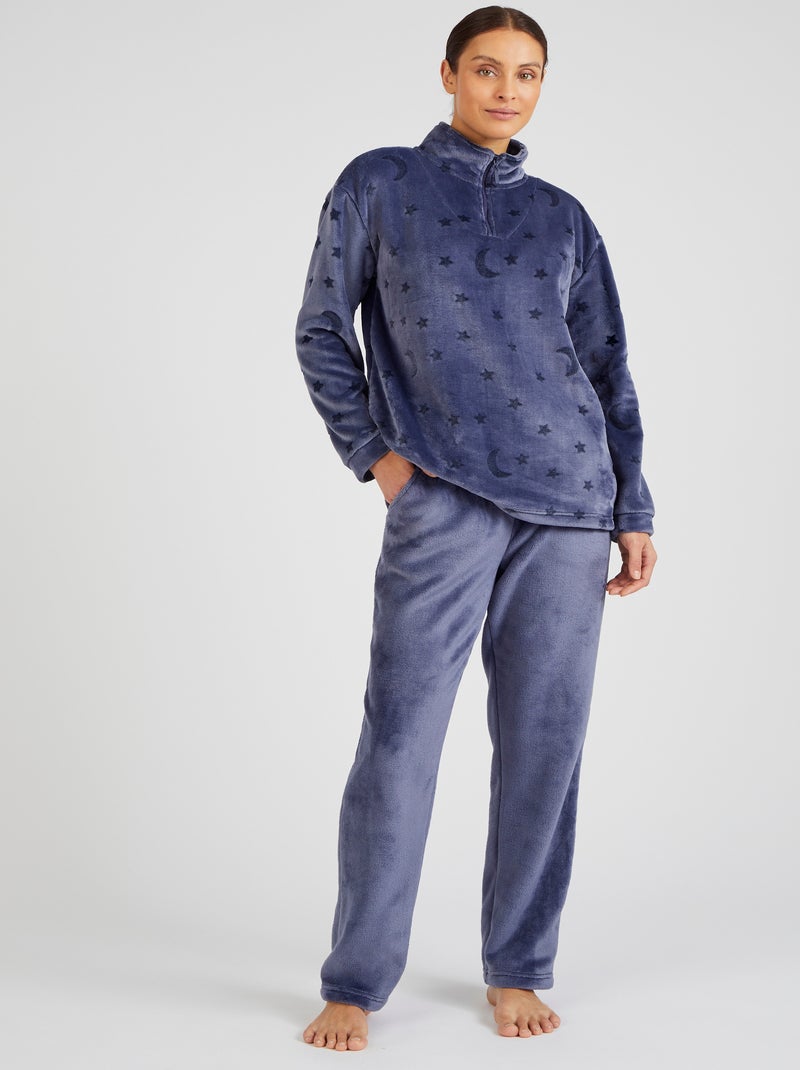 Pyjama Thermolactyl en maille reliéfée - Damart Bleu marine - Kiabi