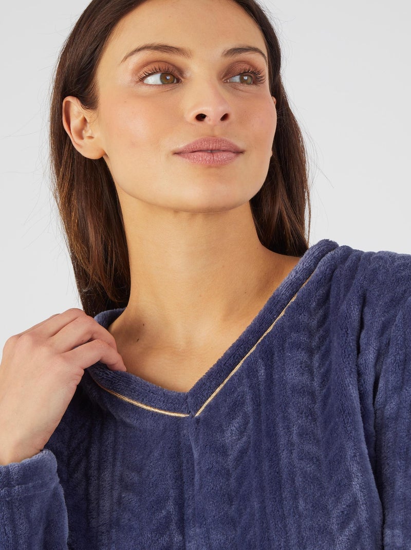 Pyjama Thermolactyl en maille torsadée - Damart Bleu nuit - Kiabi