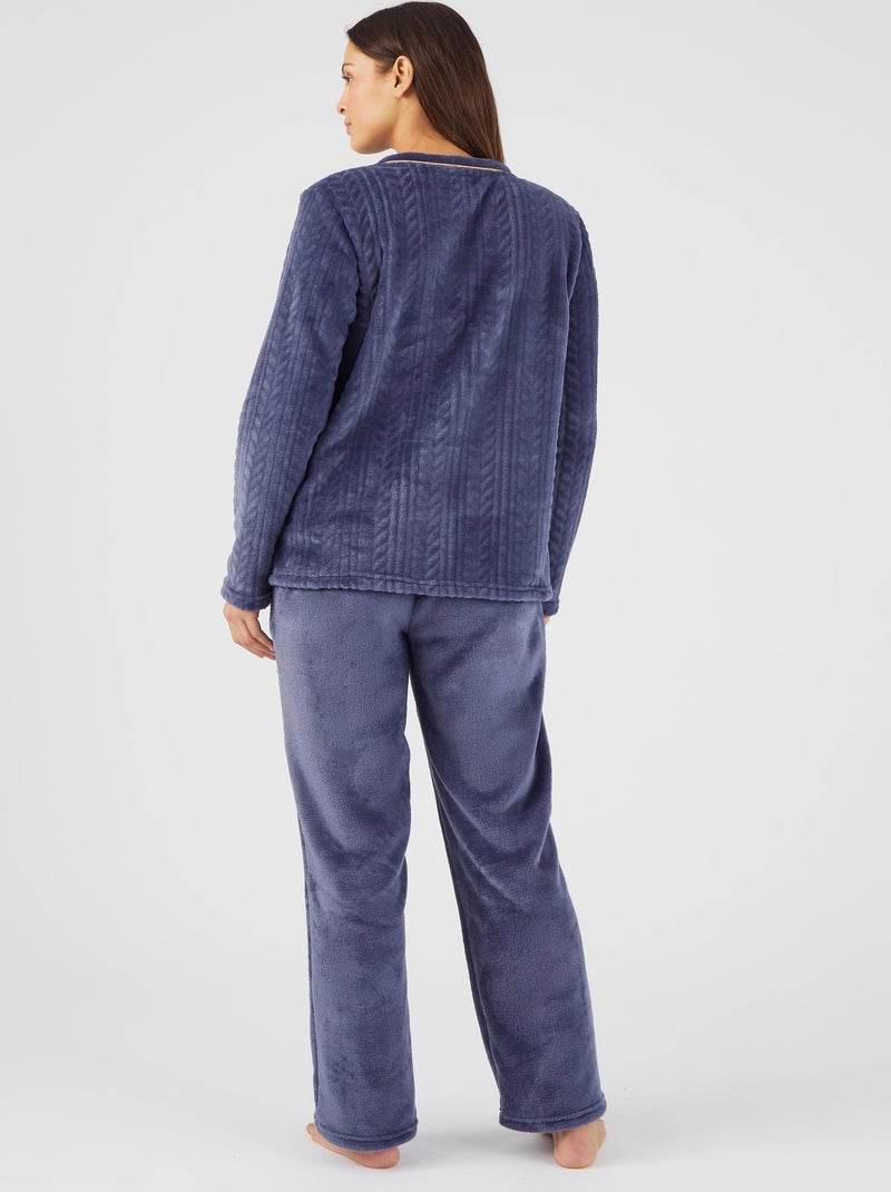 Pyjama Thermolactyl en maille torsadée - Damart Bleu nuit - Kiabi