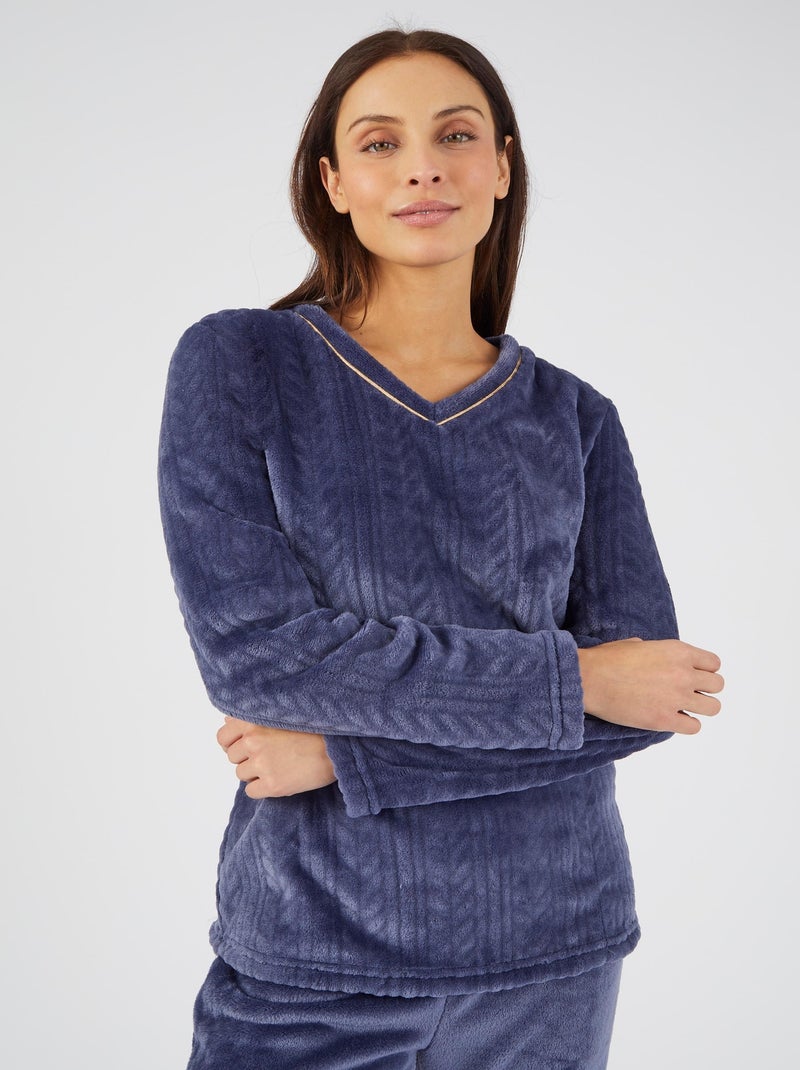 Pyjama Thermolactyl en maille torsadée - Damart Bleu nuit - Kiabi