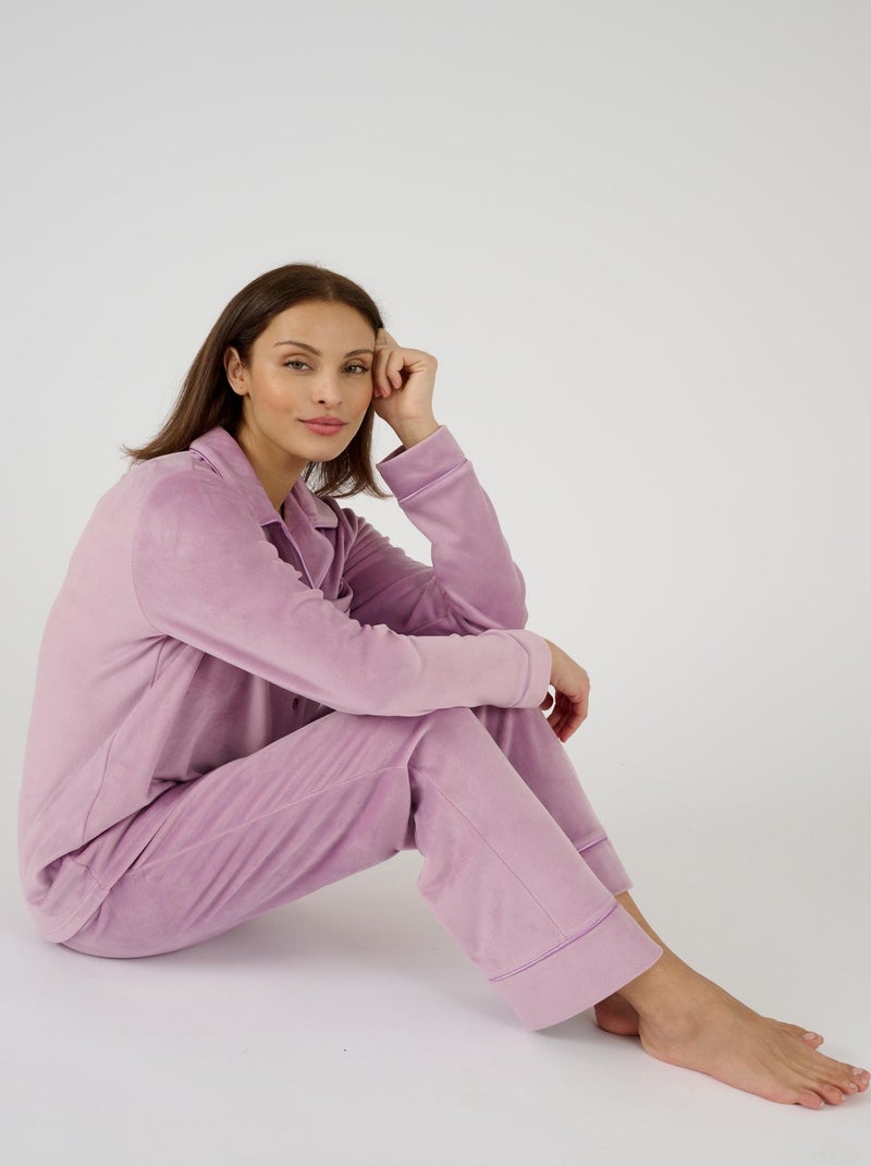 Pyjama Thermolactyl en velours - Damart Rose parme - Kiabi