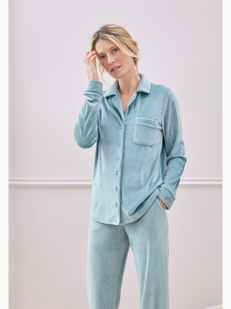 Pyjama Thermolactyl en velours - Damart Vert - Kiabi
