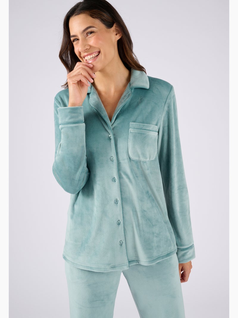 Pyjama Thermolactyl en velours - Damart Vert - Kiabi